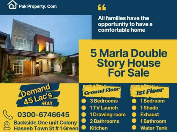 5 Marla TR Garder Double Storey House For Sale
