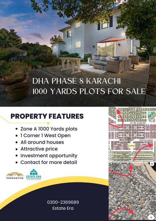 Dha Phase 8 Karachi  Zone A 1000 Yards Plot for sale