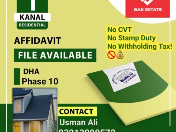 1 Kanal Residential Plot For Sale DHA Lahore