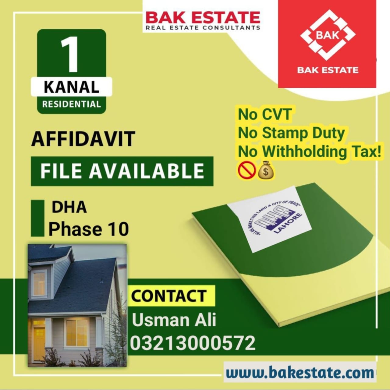 1 Kanal Residential Plot For Sale DHA Lahore