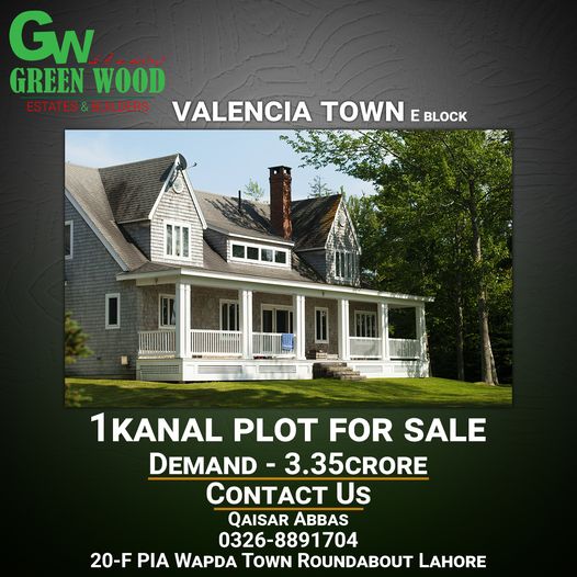 1 kanal Residential Plot For sale Valencia Town Lahore