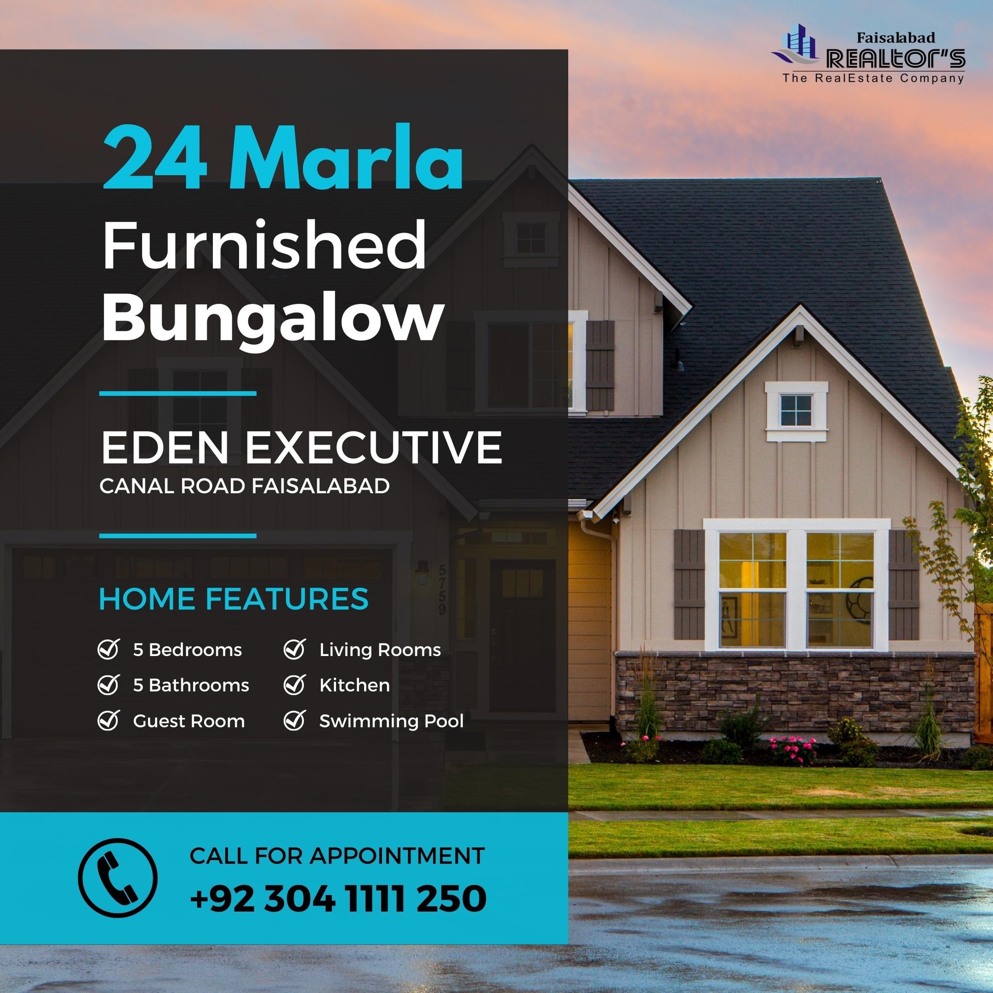 24 Marla Furnished Bungalow For Sale Canal Road Faisalabad
