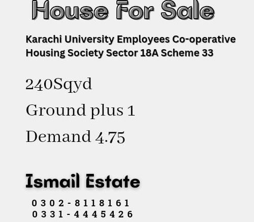 240 Sqyd Single Story House For Sale In Sector 18 Karachi