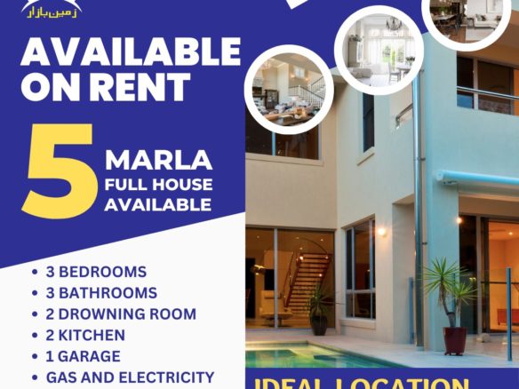 5 Marla Double Story House For Rent In Johar Town, Lahore.