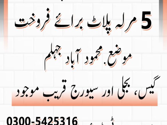 5 Marla Residential Plot For Sale In Mehmood Abad Jhelum