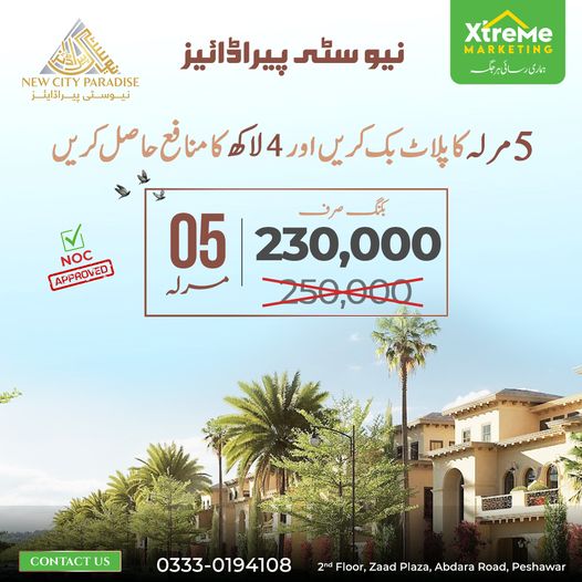 5 Marla Residential Plot For Sale Paradise City Peshawar