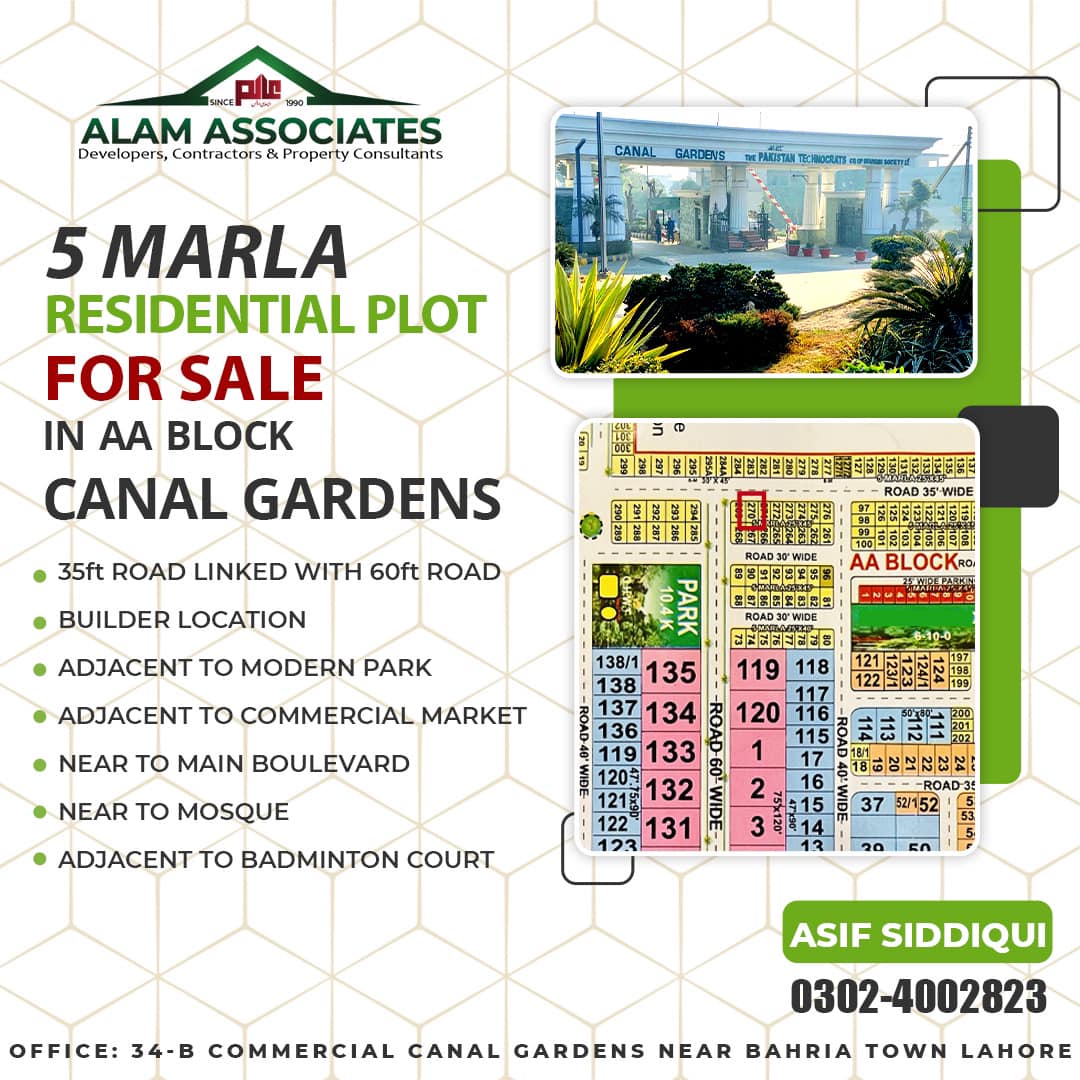 5 Marla Residential Plot For Sale Canal Garden Lahore
