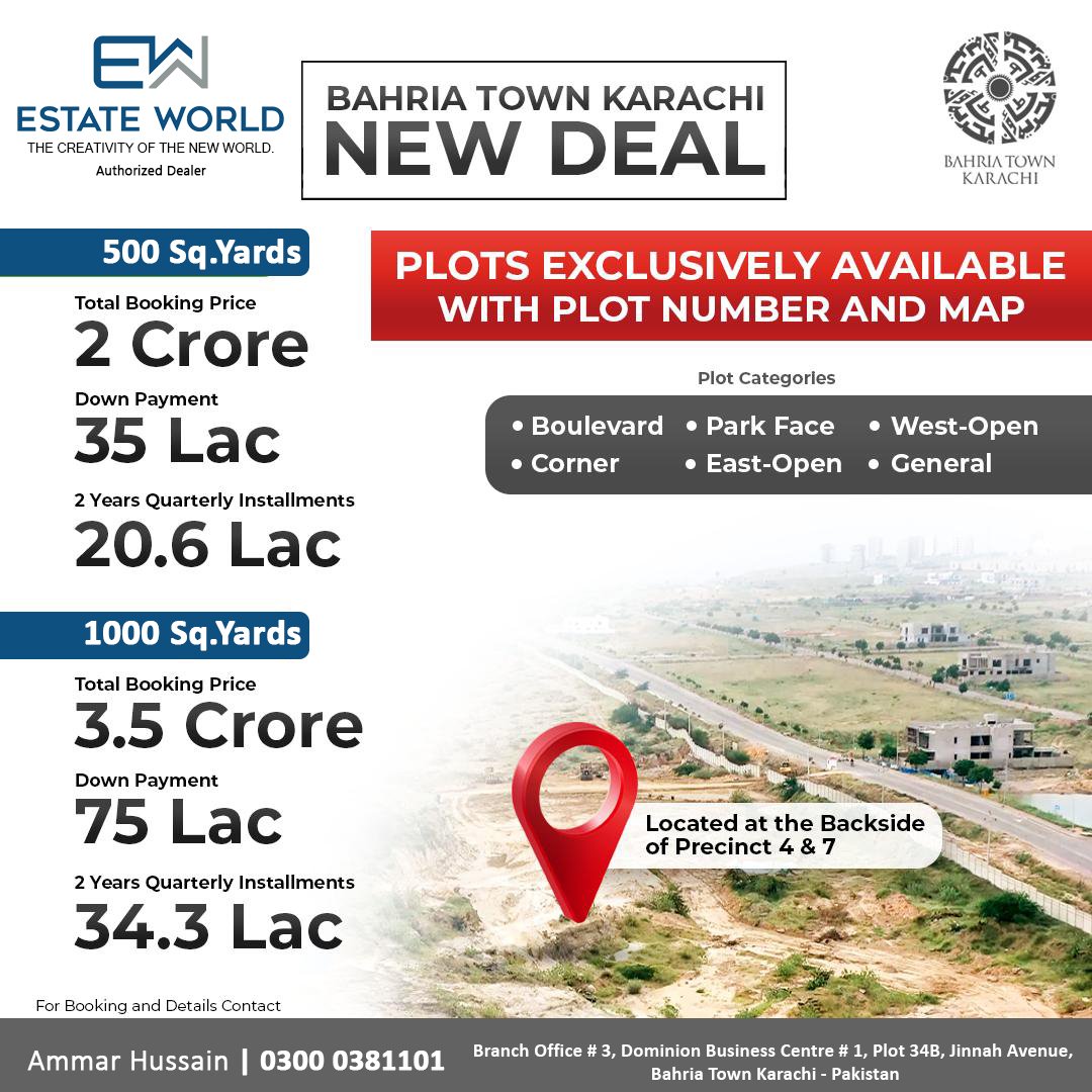 500 SQ Yards Residential Plot For Sale Bahira Town Karachi