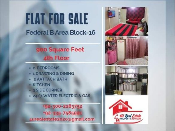 900 Square Feet Flat For Sale Federal B Block-16 Karachi