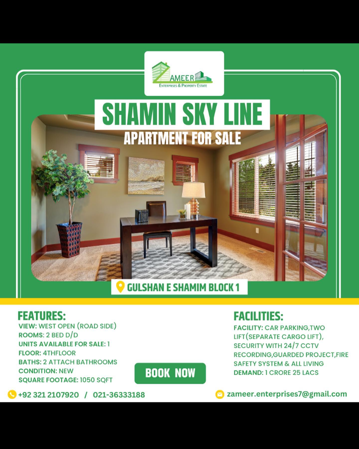 Apartment For sale Shamim Sky Line Karachi