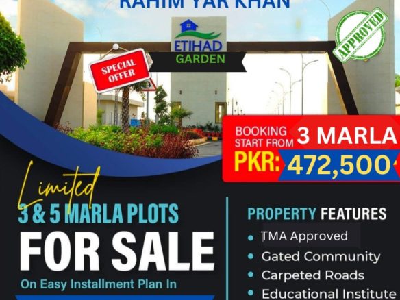 3 Marla Residential Plot Sale Etihad Garden Rahim Yar Khan