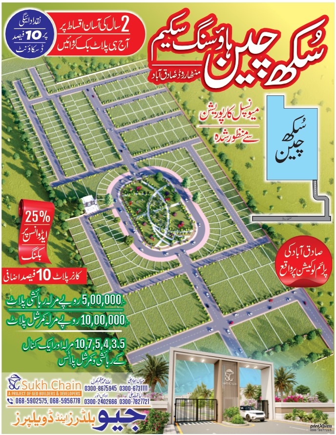 Sukh Chain Housing Society Manthar Road Sadiqabad