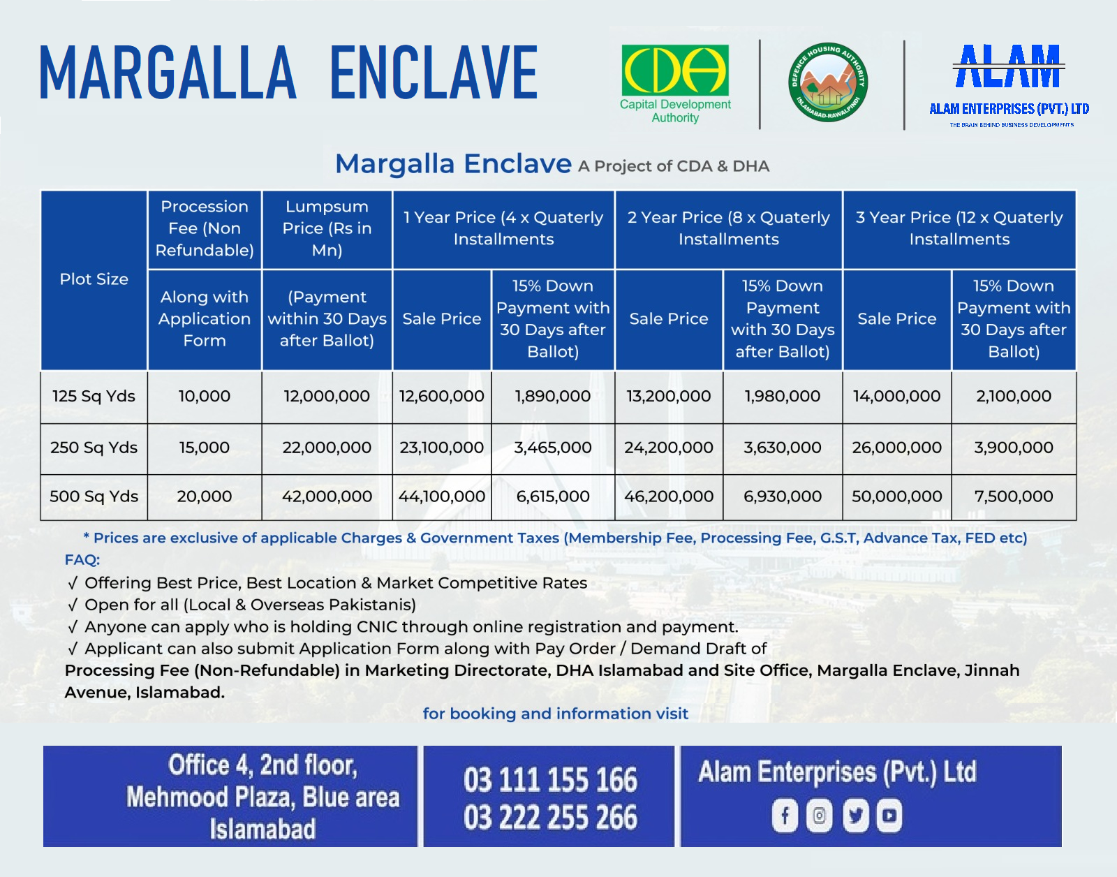 Margalla Enclave Payment Schedule