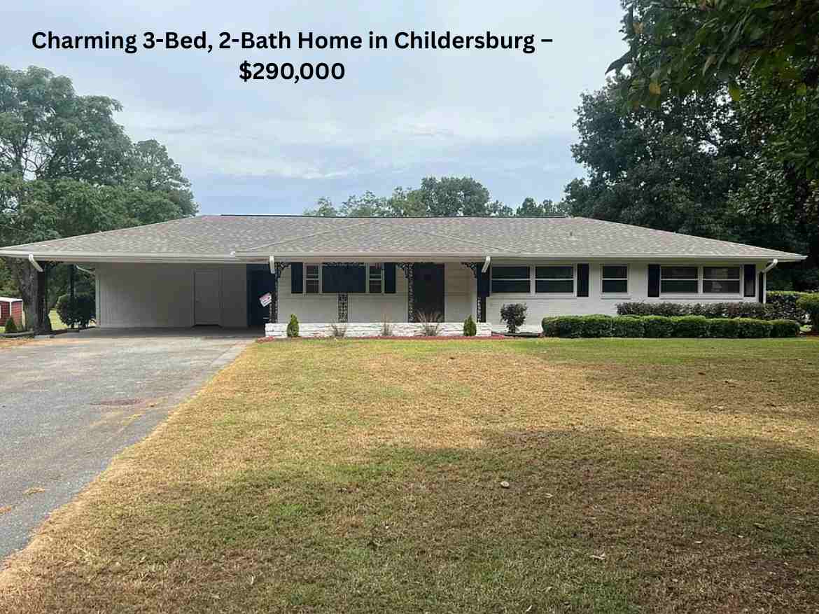 Charming 3-Bed, 2-Bath Home in Childersburg – $290,000