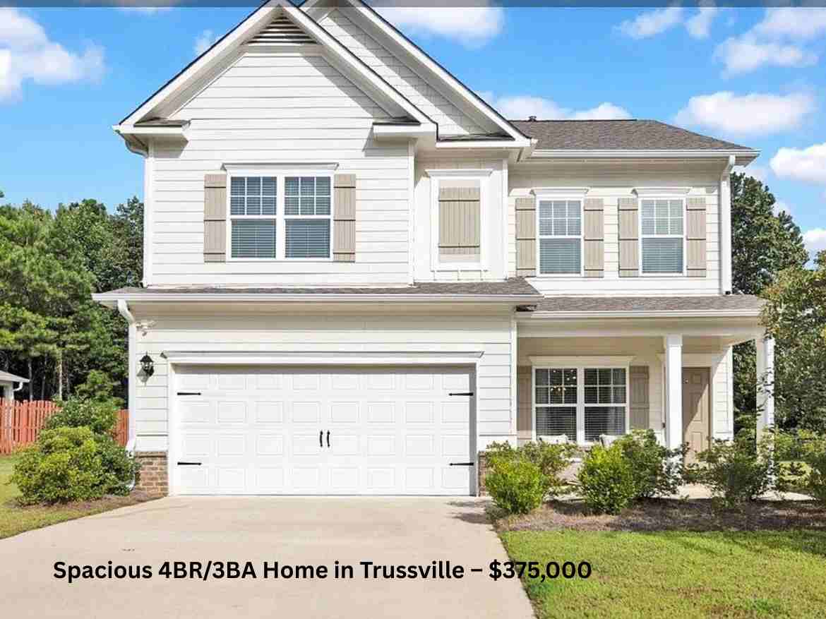 Spacious 4BR3BA Home in Trussville – $375,000